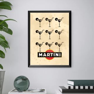 Quadro Vintage "Martini" Stampa cocktail e cornice