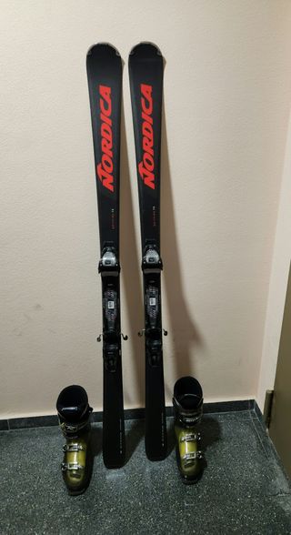 Esquís Nordica de 168 cm y botas Rossignol 27,5