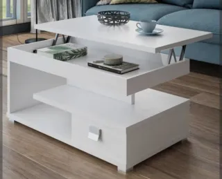Mesa de centro blanca elevable