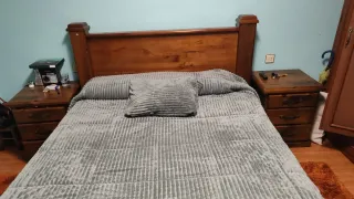 Conjunto cabecero y mesitas madera maciza rustico