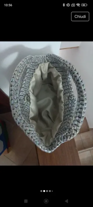 Borsetta uncinetto sfumata grigio/argento