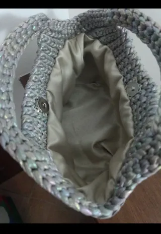 Borsetta uncinetto sfumata grigio/argento