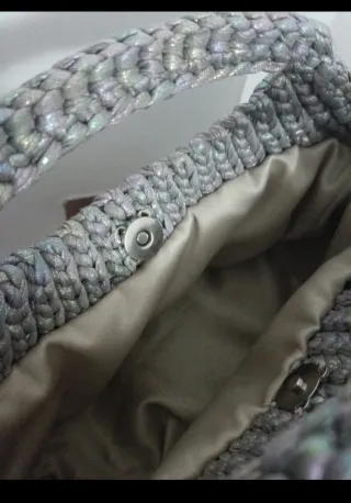 Borsetta uncinetto sfumata grigio/argento