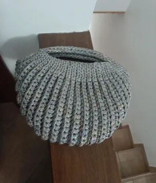 Borsetta uncinetto sfumata grigio/argento