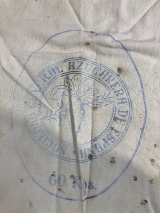 Antiguo saco de azúcar de tela 60 Kgs