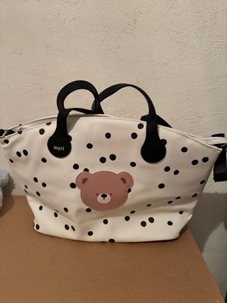 Bolso bebé Mayoral blanco lunares y osito