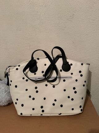 Bolso bebé Mayoral blanco lunares y osito