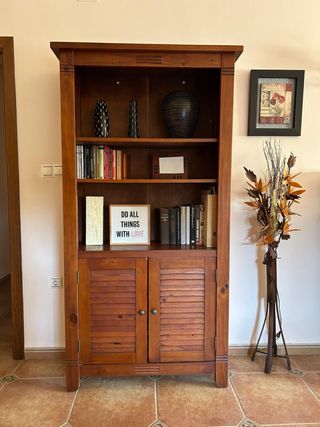 Mueble Estantería Madera y Cristal