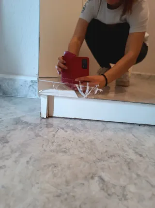 Espejo zapatero de madera y cristal