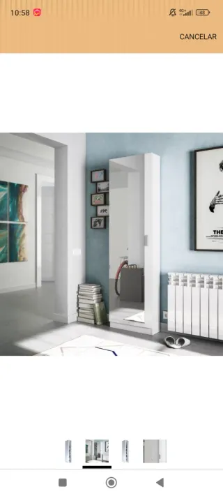 Espejo zapatero de madera y cristal