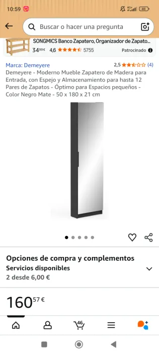 Espejo zapatero de madera y cristal