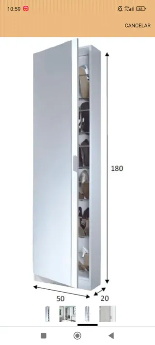 Espejo zapatero de madera y cristal