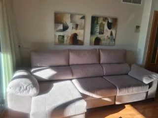 Sofá extensible beige 3 plazas