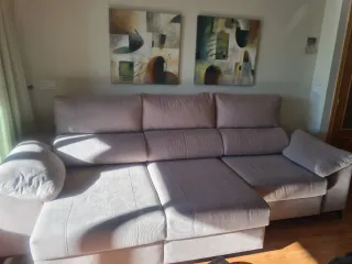 Sofá extensible beige 3 plazas