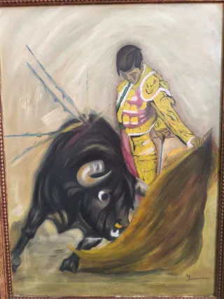 Cuadro de torero pintado al óleo con marco