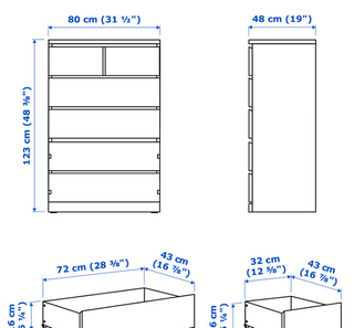 Cómoda MALM 6 cajones blanca 80x123 cm
