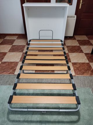 Cama Plegable Blanca con Somier y Colchón