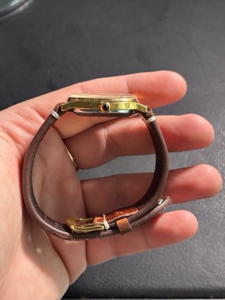 Reloj Cristal Watch Automático Dorado Correa Marró