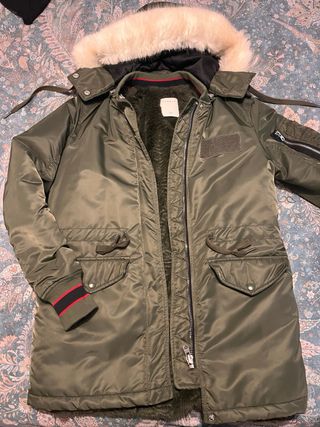 Parka Sandro verde militar con forro