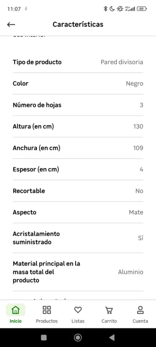 Separador de ambientes 130x109 cm