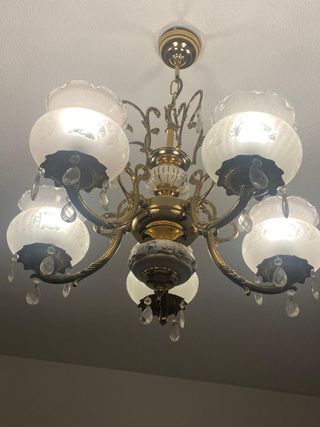 Lámpara de techo antigua globos cristal
