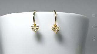 Pendientes aro corazón con piedra 12 mm