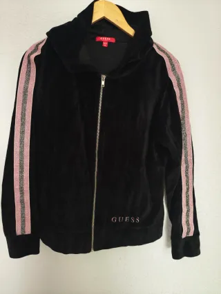 Chándal Guess Terciopelo Negro y Rosa