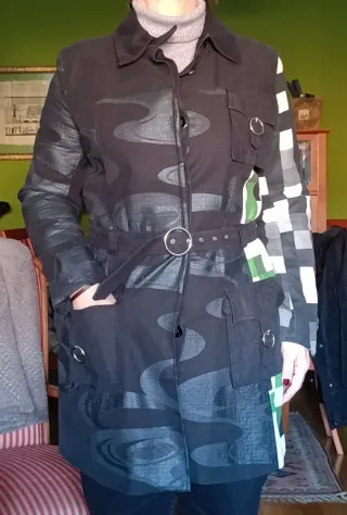 Chaqueta vintage negra y verde