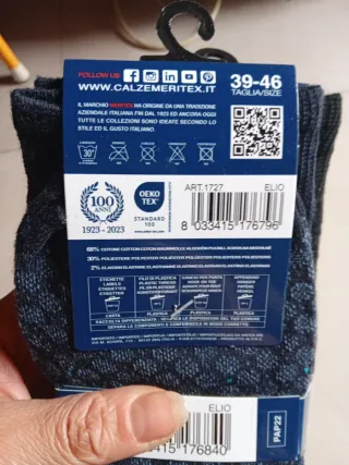 9 paia calzini uomo Meritex tg 39-46