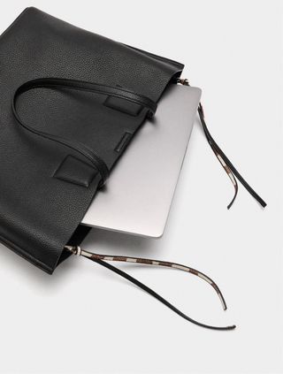 Bolso portátil textura beige/negro