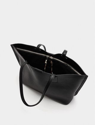 Bolso portátil textura beige/negro