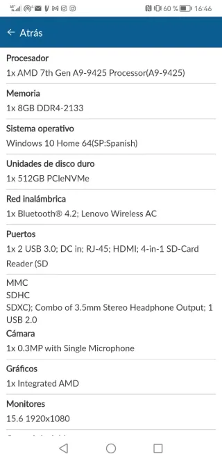 Portátil Lenovo Gris