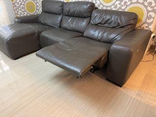 Sofá Chaise Longue Relax Gris Piel