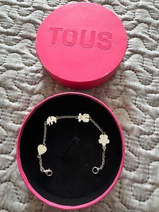 Pulsera Tous Corazón Oso Flor Plata