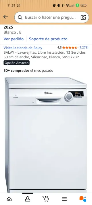 Lavavajillas Balay Libre Instalación Blanco