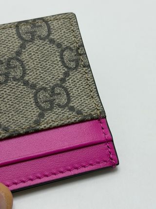 Portacarte Gucci Ophidia marrone e fucsia