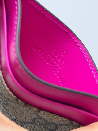 Portacarte Gucci Ophidia marrone e fucsia