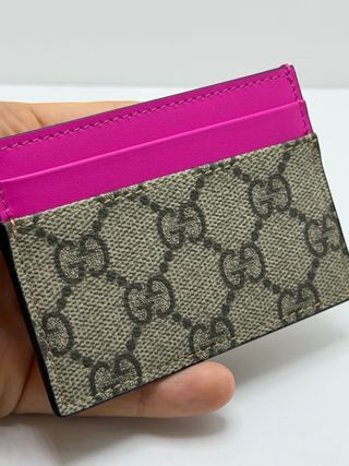 Portacarte Gucci Ophidia marrone e fucsia