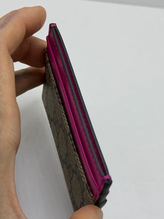 Portacarte Gucci Ophidia marrone e fucsia