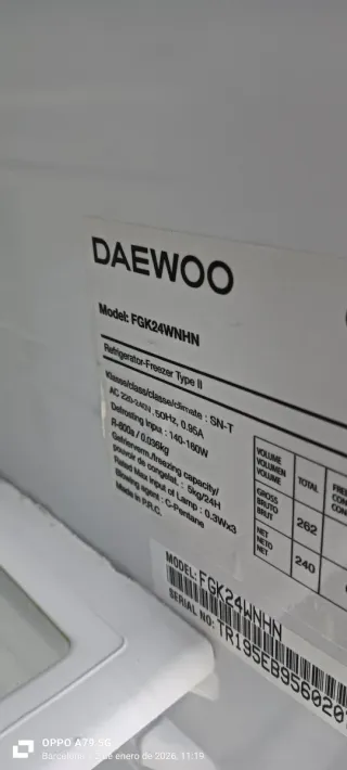 Nevera Daewoo No Frost A+ 160 x 55 x 65 cm