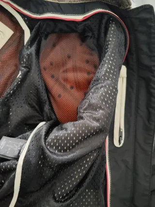 Chaqueta de cuero mujer Triumph gris y roja