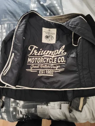 Chaqueta de cuero mujer Triumph gris y roja