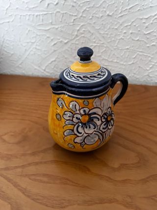 Juego Tetera y Jarra Cerámica Flores Amarillas