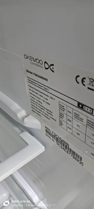 Nevera Daewoo No Frost A+ 160 x 55 x 62 cm