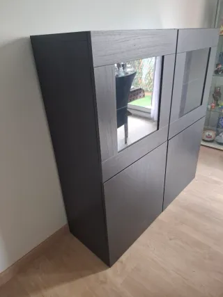 Mueble aparador comedor madera y cristal