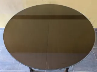 Mesa redonda extensible cristal y madera