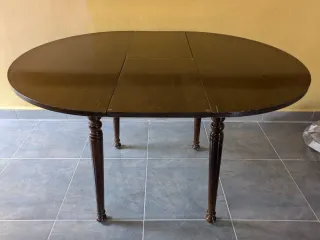 Mesa redonda extensible cristal y madera