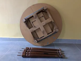 Mesa redonda extensible cristal y madera