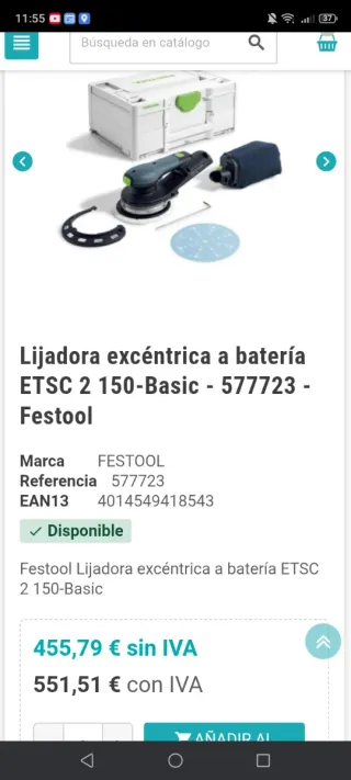 Lijadora Festool Inalámbrica