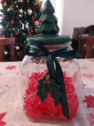 Barattolo Biscotti Natalizio con Luci LED